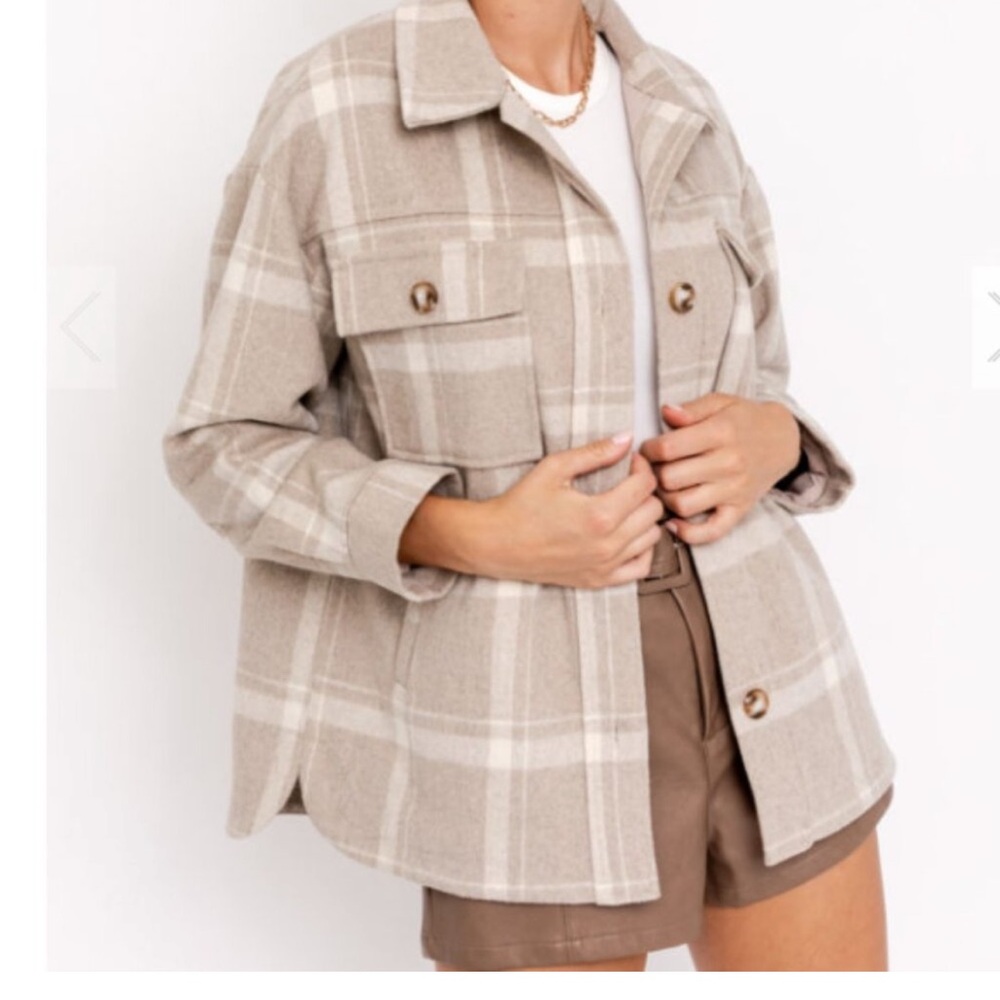 Gilli Plaid Jacket in Beige and Cream